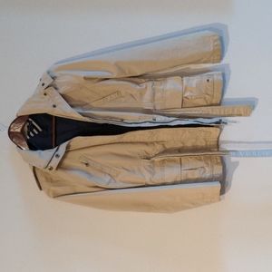 Tommy Hilfiger beige water-resistant trench jacket w/ removable hood, small